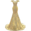 Gold Embellished Long Gown - sukienki - 