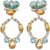Gold-tone, quartz and crystal earrings - Aretes - 