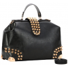 Gothic Black Gold Studded Doctor Style Top Handle Office Tote Bowler Handbag Satchel Purse Shoulder Bag - Kleine Taschen - $29.99  ~ 25.76€