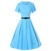 GownTown 1950s Vintage Dresses Butterfly Sleeve Swing Stretchy Dresses - Dresses - $34.99 