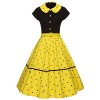 GownTown Women1950s Printed -Dot-Floral Splicing Party Swing Dress - Dresses - $19.98 