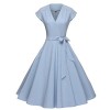 GownTown Women Vintage 1950s Retro Rockabilly Prom Dresses Cap-sleeve,Light Blue,Medium - Dresses - $34.98 