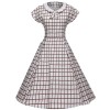 GownTown Women's 1950s Vintage Cap Sleeve Plaid Swing Dress Pockets - Dresses - $36.98 