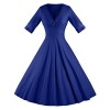 GownTown Womens Dresses V-Neck 3/4 Sleeves 1950s Vintage Dresses Swing Stretchy Dresses - ワンピース・ドレス - $12.98  ~ ¥1,461
