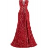 Grace Karin Women's Strapless Sequins Split Ball Gown Evening Prom Party Dress Red - sukienki - $49.39  ~ 42.42€