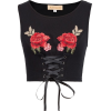 Kate Kasin Rose Lace Up Crop Top - Camisas sin mangas - 