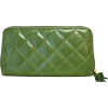 Grass Green Quilted Buxton Long Slim Zip Clutch Wallet - Wallets - $38.99 