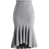 Gray Peplum Suede Skirt - スカート - 