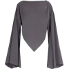 Gray Top with Long Pleated Sleeves - Tanks - 