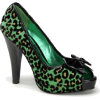 Green Cheetah Glitter Print Sexy Pin Up Pump - 5 - Sandals - $47.60 