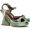 Green Leather Sandals - Sandale - 