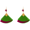 Green And Pink 24k Gold Plated Earrings - Naušnice - 