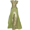 Green Glittery Floral Dress - Obleke - 