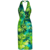 Green Halter Neck Tropical Dress - Altro - 