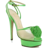 Green Sandal with Fringe Bow - Klasyczne buty - 