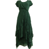 Green Short-Sleeved Layered Dress - Obleke - 