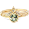 Green Tourmaline & Diamonds Rings Set, S - Rings - 