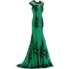 Green and Black Gown - sukienki - 
