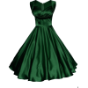 Green satin circle dress - Платья - 