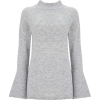 Grey Flute Sleeve Jumper - Pullovers - 
