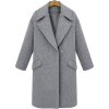 Grey Lapel Collar Duster Coat  - 外套 - 