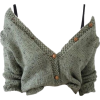 Grey Off Shoulder Sweater - Swetry na guziki - 