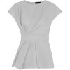 Grey Peplum Blouse - 半袖衫/女式衬衫 - 