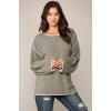 Grey Two-tone Sold Round Neck Sweater Top With Piping Detail - プルオーバー - $39.16  ~ ¥4,407