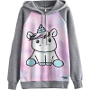 Grey and Lavender Unicorn Hoodie - Пуловер - 