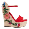 Gucci Floral Embroidered Suede Platform - Sandale - 