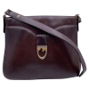 Gucci Vintage Dark Brown Leather Shoulde - Torebki - 