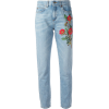 Gucci's Embroidered Flower Jeans - Capri & Cropped - 