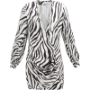 HALPERN Draped zebra-print satin mini dr - 连衣裙 - 