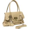 HANA Beige Designer Inspired Turn-lock Flap Office Tote Double Handle Satchel Handbag Hobo Bag Purse w/Shoulder Strap - Hand bag - $25.50 