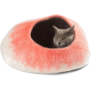 HANDMADE WOOL CAT CAVE BED - CORAL - Animals - 