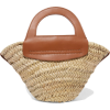 HEREU Cabas mini leather-trimmed straw t - Hand bag - 