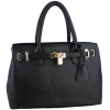 HESSA Décor Lock Double Top Handle Zippered Office Tote Bag Satchel Purse Handbag Black - Hand bag - $29.50 