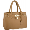 HESSA Décor Lock Double Top Handle Zippered Office Tote Bag Satchel Purse Handbag Khaki - Hand bag - $29.50 