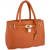 HESSA Décor Lock Double Top Handle Zippered Office Tote Bag Satchel Purse Handbag Orange - Hand bag - $29.50 