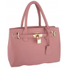 HESSA Décor Lock Double Top Handle Zippered Office Tote Bag Satchel Purse Handbag Pink - ハンドバッグ - $29.50  ~ ¥3,320