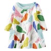 HILEELANG Toddler Little Girl Long Sleeve Cotton Cartoon Applique Strip Shirt Party Dress - ワンピース・ドレス - $9.99  ~ ¥1,124