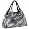HITOMI Chic Everday Black / White Woven Weave Checkered Top Double Handle Shopper Tote Hobo Shoulder Bag Satchel Purse Handbag - Hand bag - $35.50 