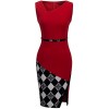 HOMEYEE Women's Elegant Patchwork Sheath Sleeveless Business Dress B290 - Dresses - $21.99 