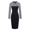 HOMEYEE Women's Retro Chic Colorblock Lapel Career Tunic Dress B238 - sukienki - $24.99  ~ 21.46€