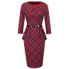 HOMEYEE Women's Vintage Tartan Wear to Work Bodycon Dress B267 - Dresses - $26.99  ~ £20.51