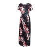HOOYON Women's Casual Floral Printed Long Maxi Dress with Pockets(S-5XL),Black Short,XX-Large - Dresses - $18.99 
