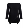 HOTAPEI Women's Blouses Off The Shoulder Fit Long Sleeve Asymmetric Hem Zipper Embellished Tops and T Shirts - Koszule - krótkie - $16.99  ~ 14.59€