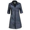 HOT FROM HOLLYWOOD Women's Casual Button Down Cotton Denim Pocket Fitted Tunic Shirt Dress - Obleke - $12.99  ~ 11.16€