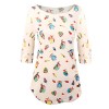 HOT FROM HOLLYWOOD Women's Casual Round Neck Roll Tab Sleeve Print Tunic Shirt - Shirts - $19.99  ~ £15.19