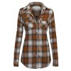 HOT FROM HOLLYWOOD Women's Classic Collar Button Down Roll Up Long Sleeve Plaid Flannel Shirt - Shirts - $12.99  ~ £9.87